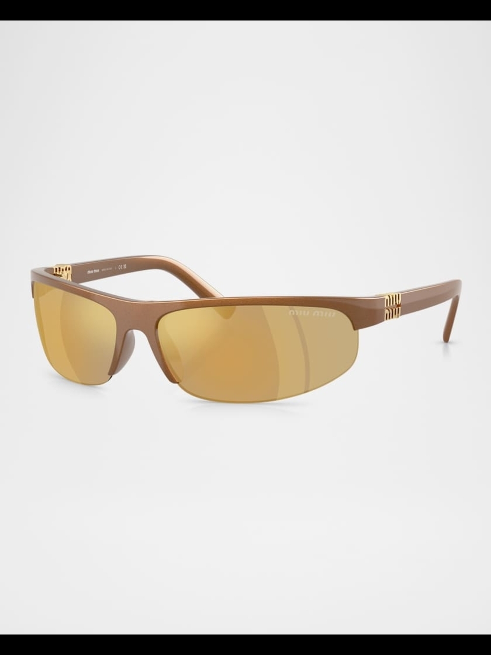 Miu Miu Brown Frame Sunglasses with Gold Mirrors
